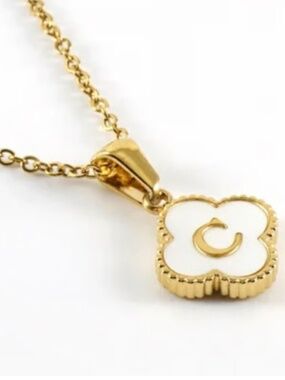 Reversible Pendant- Initial Letter D Clover Necklace